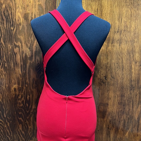 NBD Red Plunge Mini Dress - Picture 3 of 4